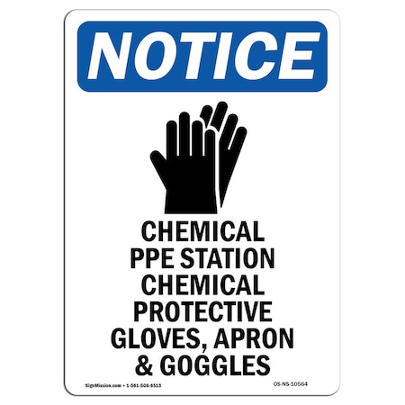 Signmission OSHA Notice Sign, Chemical PPE Station With Symbol, 24in X 18in Aluminum, 18" W, 24" H, Portrait OS-NS-A-1824-V-10564